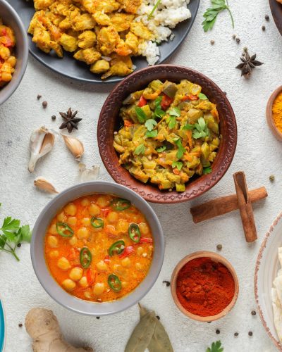 top-view-bowls-with-indian-food
