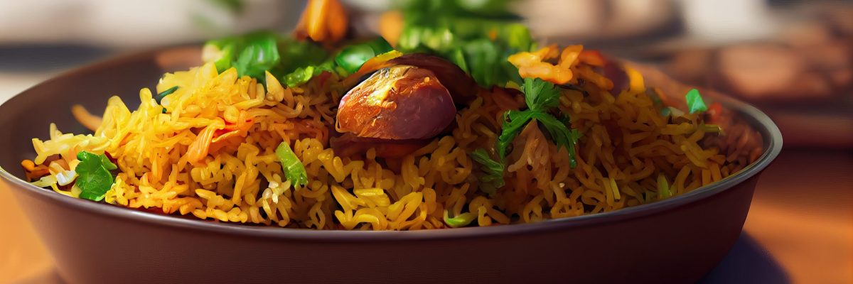 Veg biryani or veg pulav, Fried rice indian food. Generative AI.